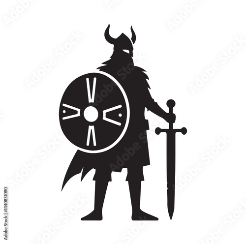 viking warrior silhouette vector illustration