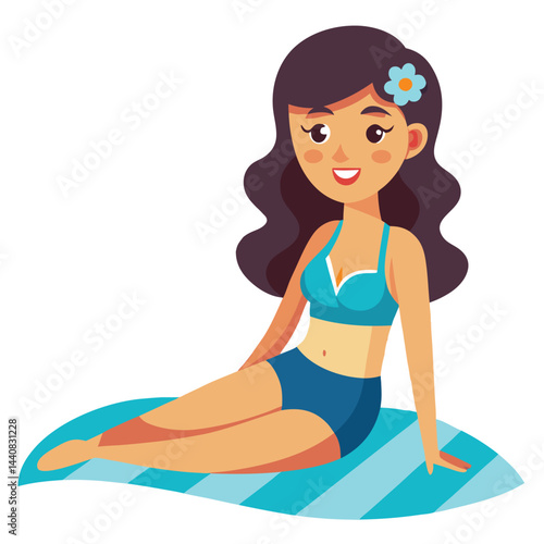 Girl sunbathing vector