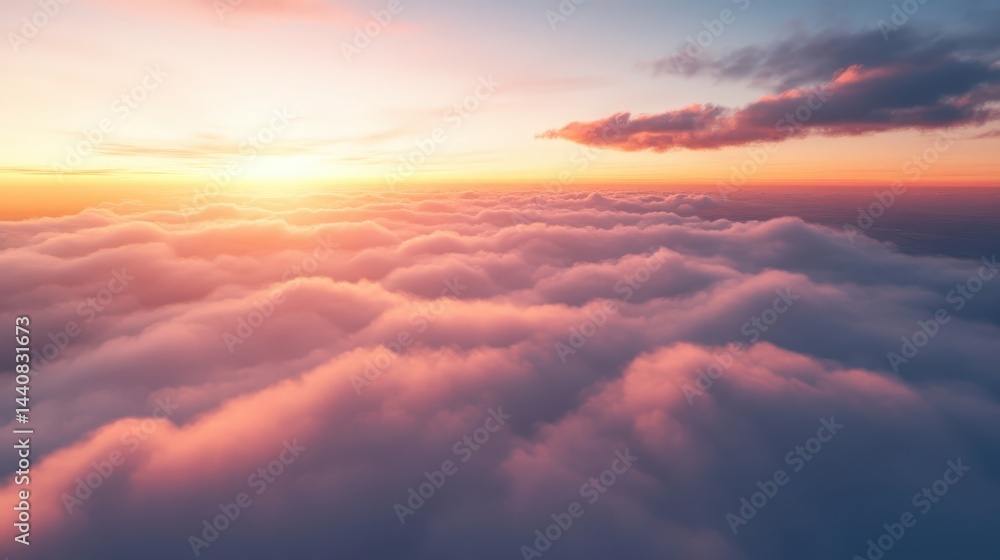 A stunning view of colorful clouds at sunrise. Soft hues cover the sky as the sun rises, creating a beautiful atmosphere above the clouds. A stunning view of colorful clouds at sunrise. Soft hues cover the sky as the sun rises, creating a beautiful atmosphere above the clouds.