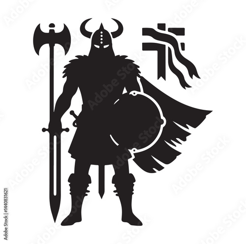 viking warrior silhouette vector illustration
