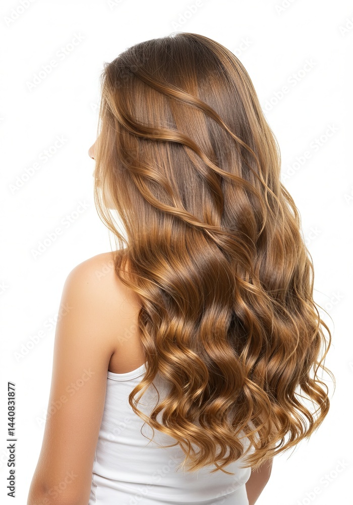 Fototapeta premium Long Wavy Brown Hair Styles, Care, and Beauty Tips for Gorgeous Locks