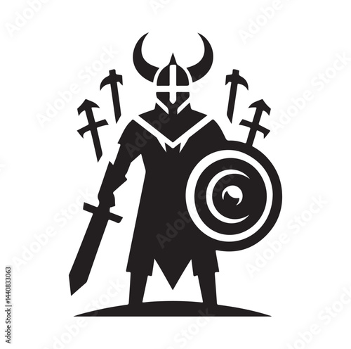 viking warrior silhouette vector illustration