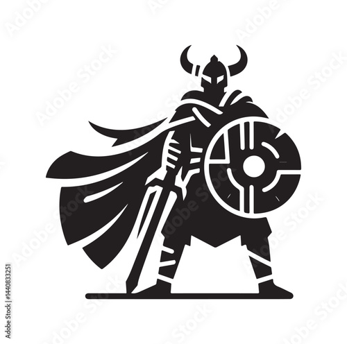 viking warrior silhouette vector illustration