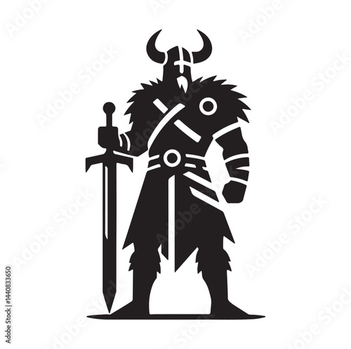 viking warrior silhouette vector illustration