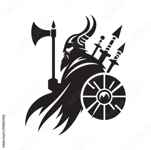 viking warrior silhouette vector illustration