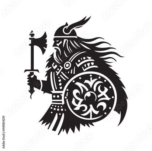 viking warrior silhouette vector illustration