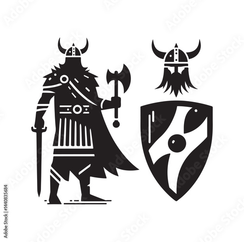 viking warrior silhouette vector illustration