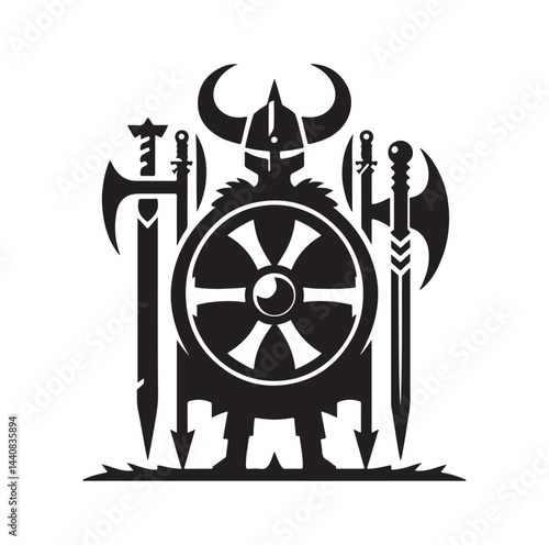 viking warrior silhouette vector illustration
