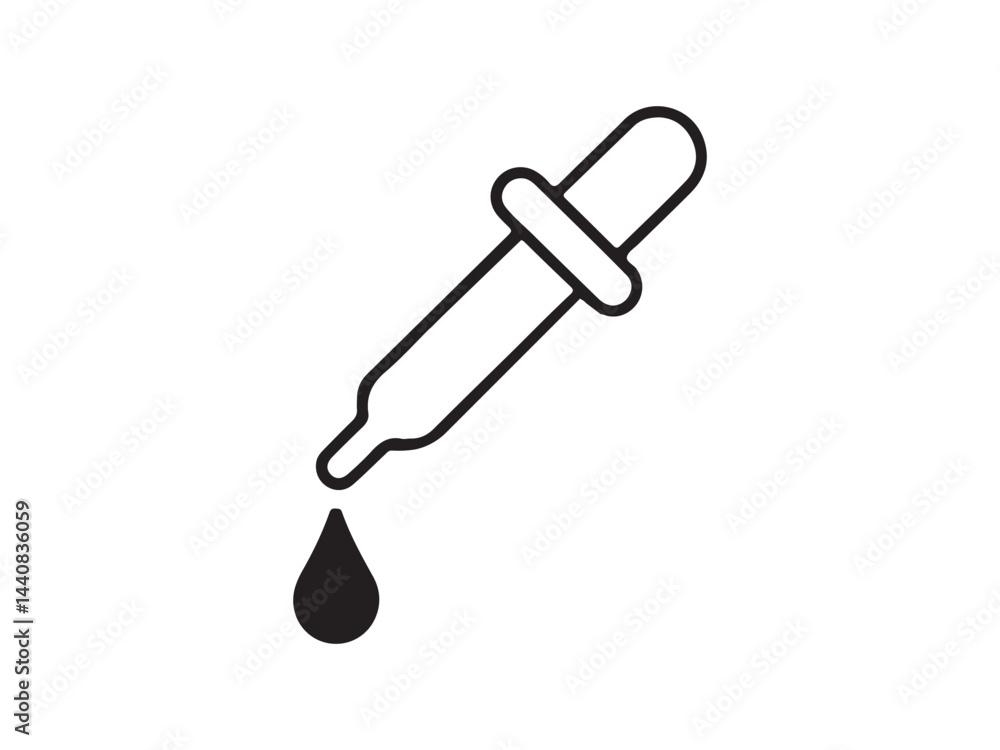 Simple Line Art Illustration of a Dropper and Droplet Simple Line Art Illustration of a Dropper and Droplet