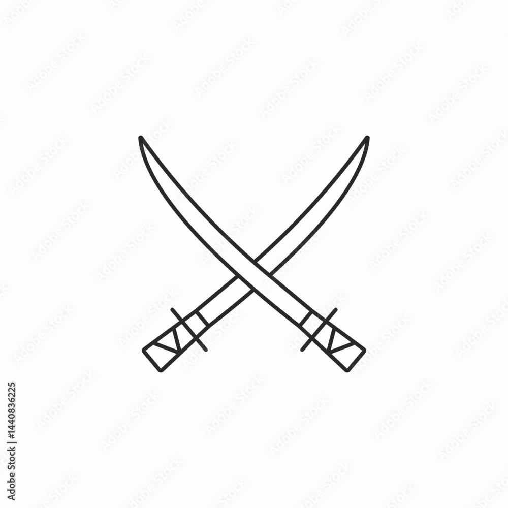 crossed katanas icon sign vector crossed katanas icon sign vector