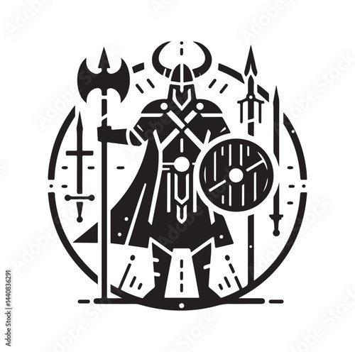 viking warrior silhouette vector illustration