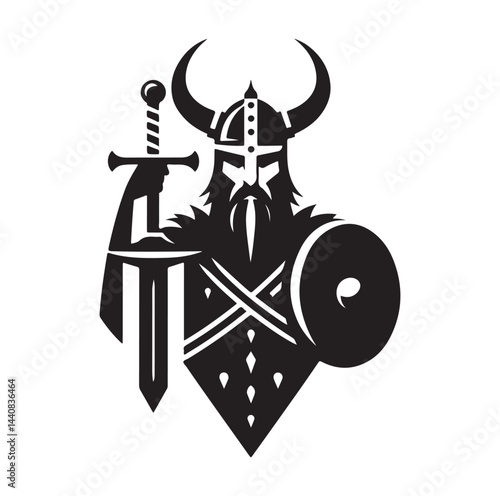viking warrior silhouette vector illustration