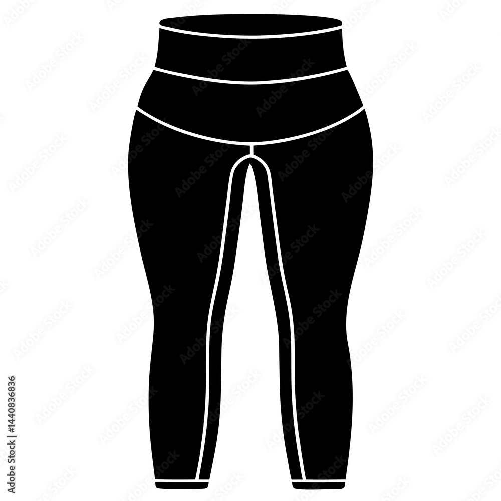 Yoga Pants Silhouette Vector on White Yoga Pants Silhouette Vector on White