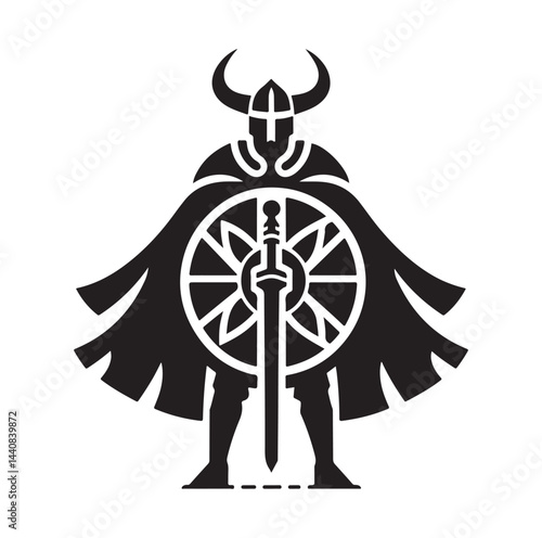 viking warrior silhouette vector illustration