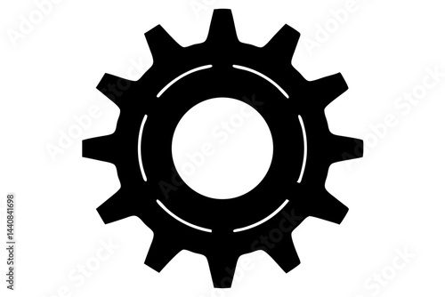 Black gear silhouette illustration with transparent background for app design, gear, machine, cogwheel, mechanism, technology, industry, cog, wheel, engineering, industrial, mechanical, vector