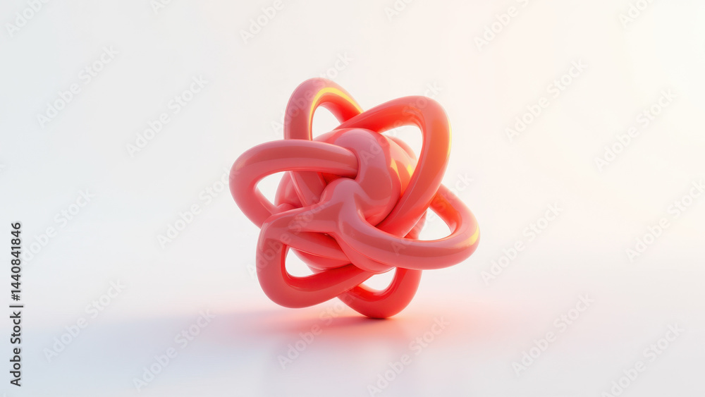 Obraz premium 3D printed red atomic model on a white surface.