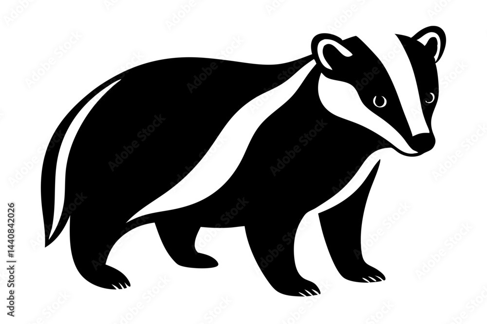 Fototapeta premium Badger silhouette on transparent background a wildlife vector design element, badger, silhouette, vector, wildlife, animal, mammal, outline, design, nature, forest, creature, black, transparent