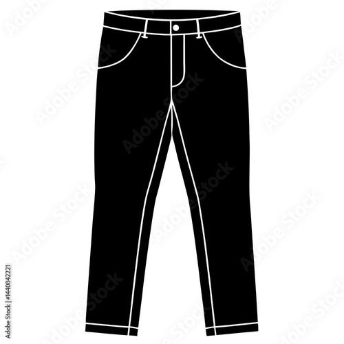 Simple Black Jeans Silhouette Vector on White