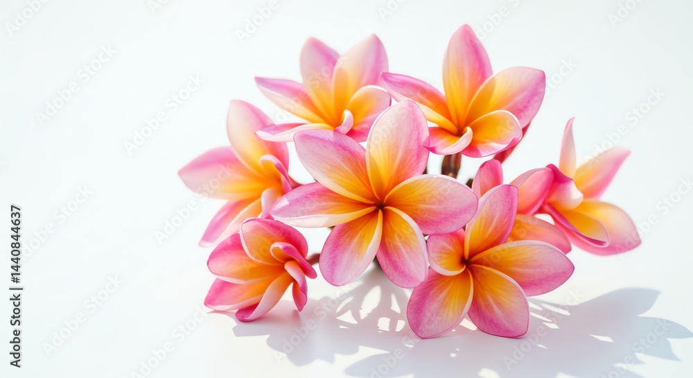 Fototapeta premium Plumeria Blossoms Displayed on White Surface