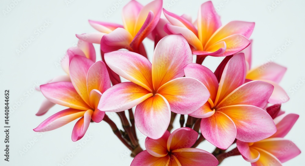 Pink and Yellow Flower Blossom Arrangement on White Background Pink and Yellow Flower Blossom Arrangement on White Background
