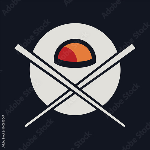 sushi restaurant logo minimal chopsticks and sushi