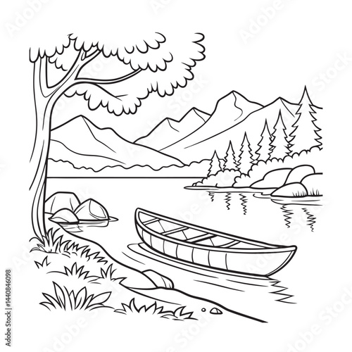 Crystal Clear Lake With Mountains Coloring Page