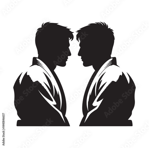 Judo Warriors Face Off silhouette vector illustration