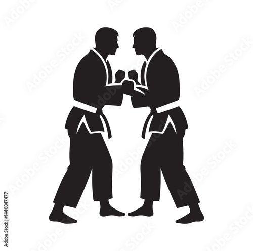 Judo Warriors Face Off silhouette vector illustration