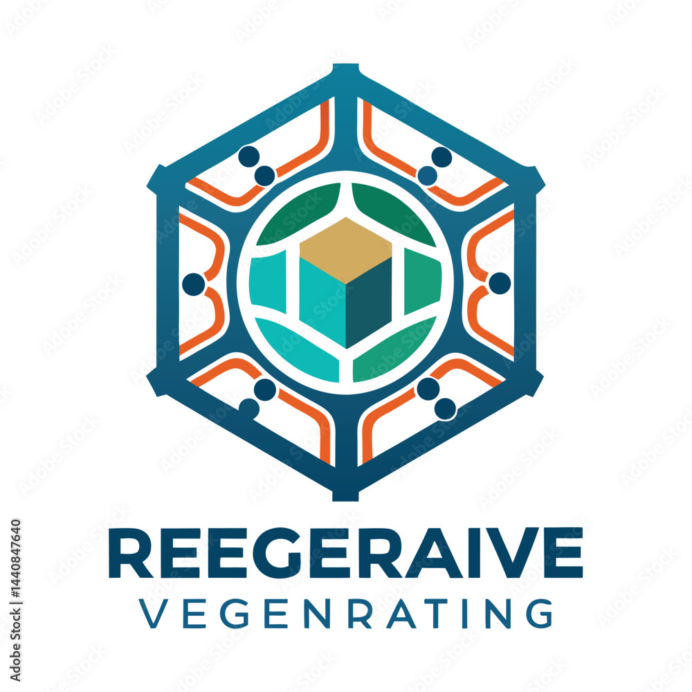Obraz premium Modern vector logo design representing a regenerative tissue engineering concept with geometric shapes and vibrant colors, emphasizing innovation and biotechnological advancement