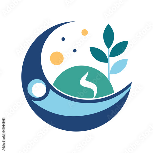 Restful minimalist logo representing a sleep clinic focusing on holistic approaches to improving sleep quality during the late evening hours