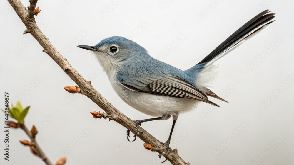 Fototapeta premium Blue Gray Gnatcatcher on studio background 