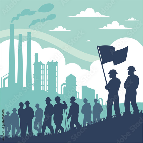 silhouette international workers day on white background