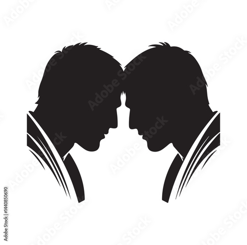 Judo Warriors Face Off silhouette vector illustration