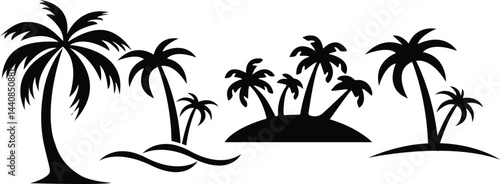 palm tree vector silhouette set. Palm Tree Vector Icon Illustration. Palm tree vector logo.