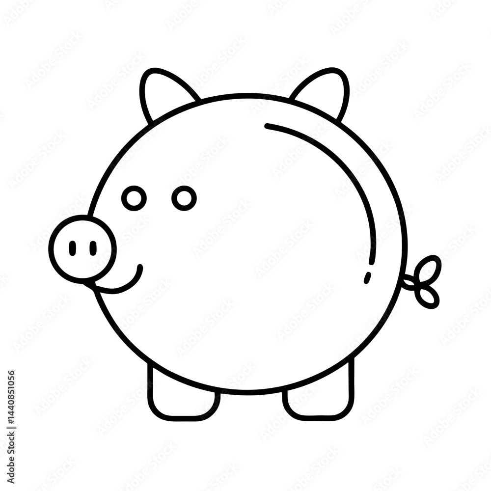 Minimal Piggy Bank Outline Vector Minimal Piggy Bank Outline Vector