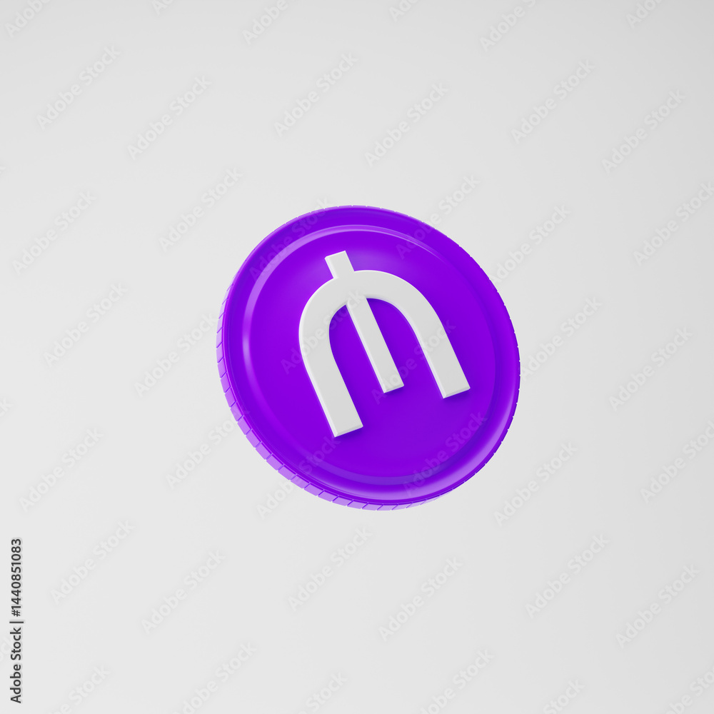 Coin icon with manat sign isolated over white background. 3d rendering. Coin icon with manat sign isolated over white background. 3d rendering.