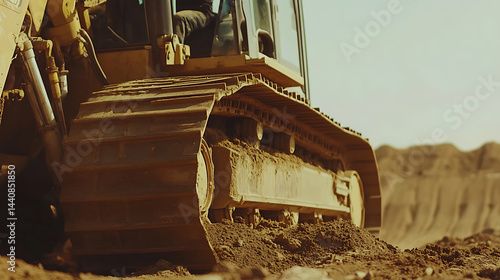 Bulldozer in Action on a Construction Site