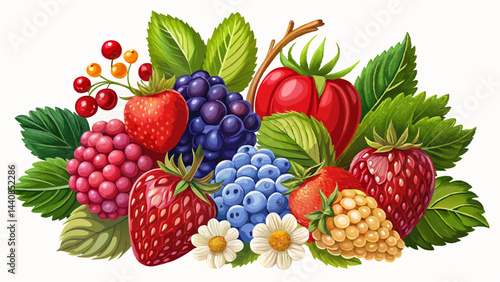 Very beautiful Berries collection isolated on white background with clipping pathound with clipping path