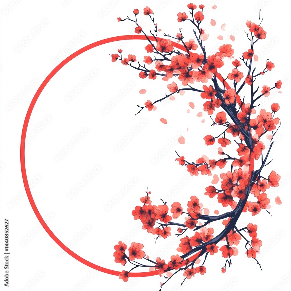 Cherry blossom frame, decorative, artistic, digital, design, vector Cherry blossom frame, decorative, artistic, digital, design, vector