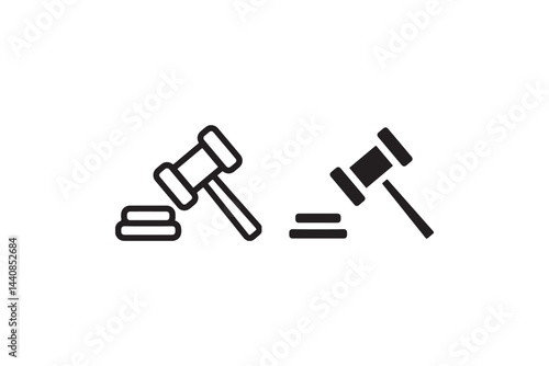 Gavel Icon Symbol of Law and Auction Minimal Style Vector