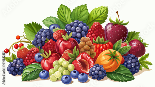 Very beautiful Berries collection isolated on white background with clipping pathound with clipping path