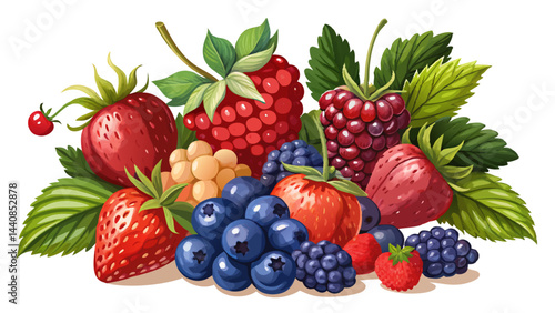 Very beautiful Berries collection isolated on white background with clipping pathound with clipping path