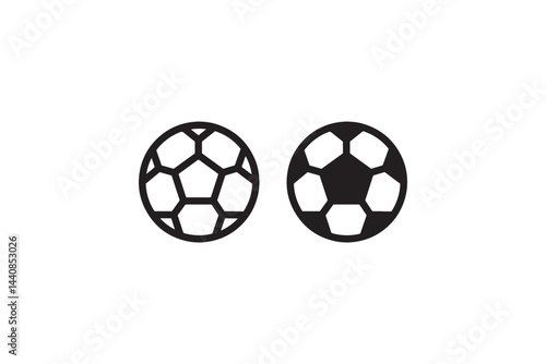 Soccer Football Ball Icon Minimal Outline and Solid Vector