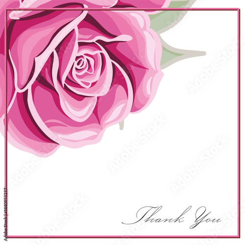Red Rose Flower Vector Illustration. Pink rose for wedding design. 