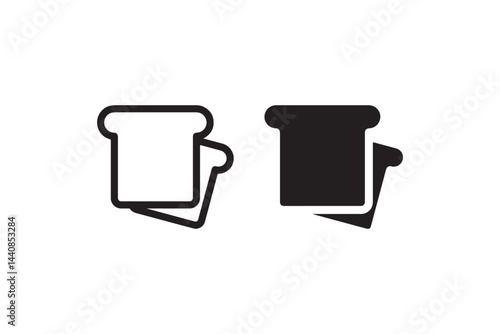 Bread Slice Icon in Outline and Solid Style Vector