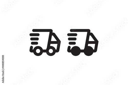 Fast Delivery Truck Icon Set in Black Style Vector