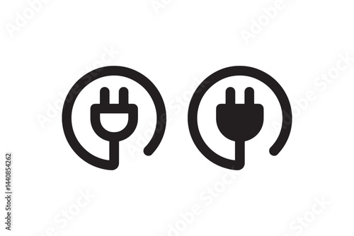 Electric Plug Icon Inside Circle for Energy Concept Vector