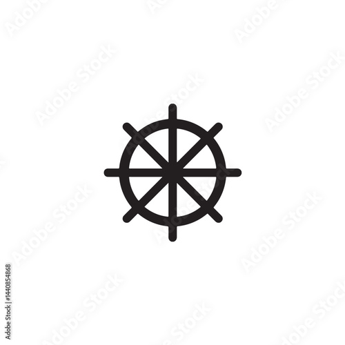 Minimal Ship Steering Wheel Icon for Navigation Vector