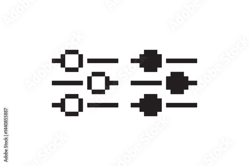Pixel Art Settings Sliders Adjustment Icon Vector