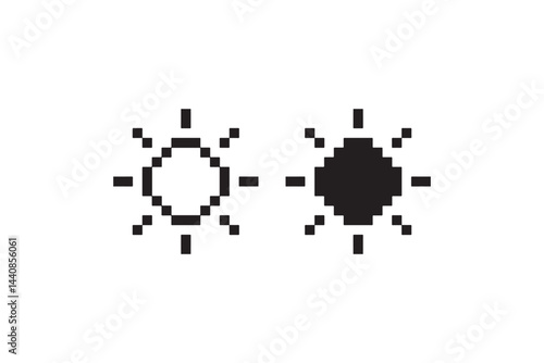 Pixel Sun Icons Retro 8-bit Sunny Weather Symbols Vector